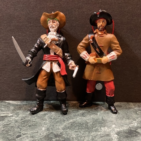 Pirate Christmas Tree Ornaments – Set of 2 Buccaneer Pirates each 5 Inches Tall - Picture 1 of 5